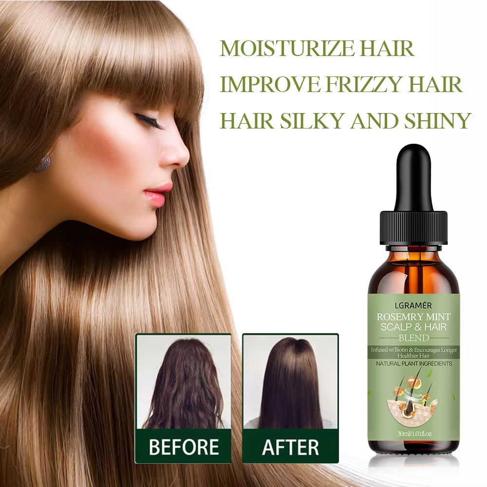 Hair Growth Oil Organic Peppermint Rosemary Scalp Strengthening Oil Nourishing Care Anti-Split Ends and Hair Loss Hair Oil Set