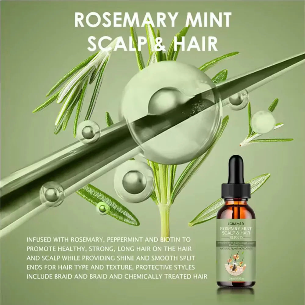 Hair Growth Oil Organic Peppermint Rosemary Scalp Strengthening Oil Nourishing Care Anti-Split Ends and Hair Loss Hair Oil Set