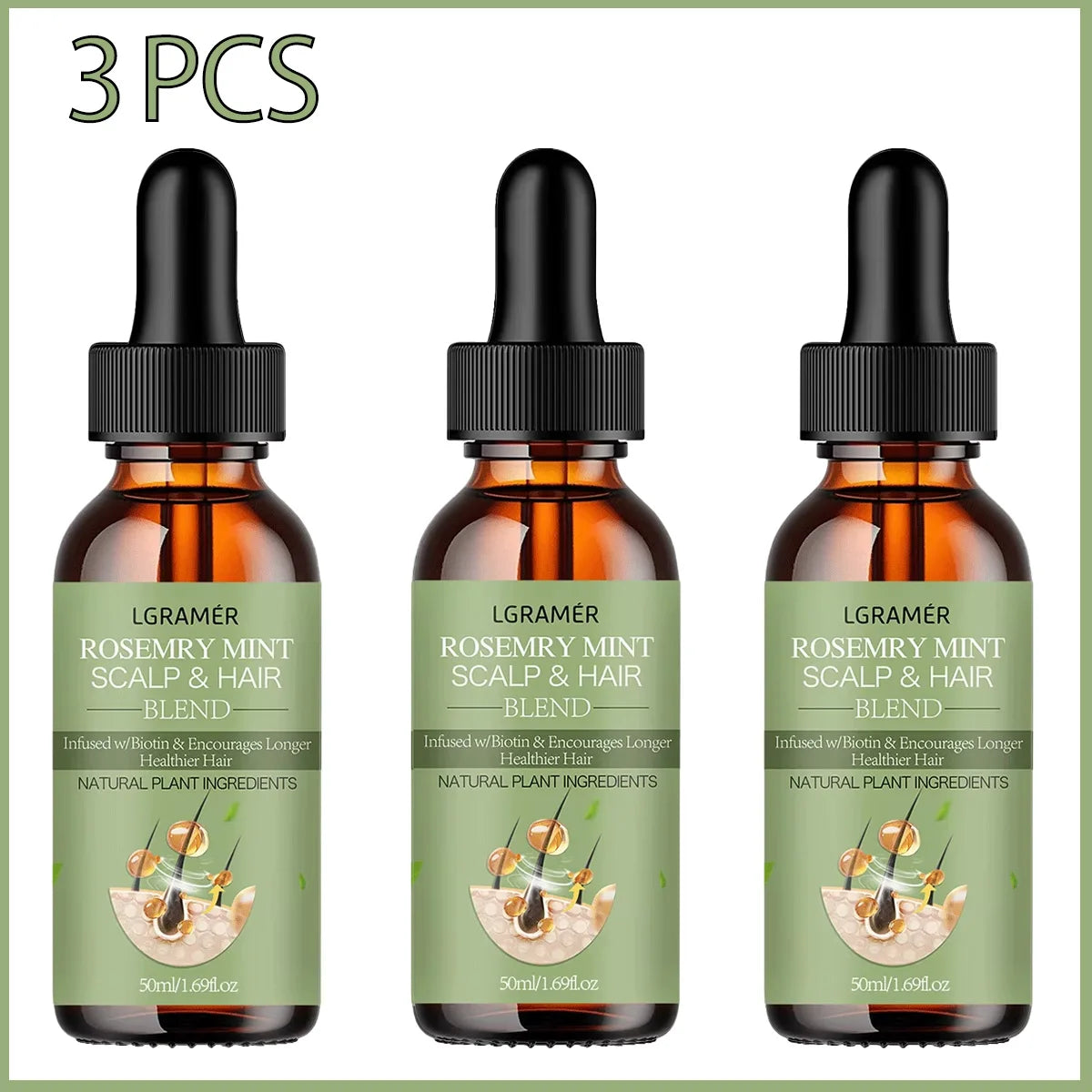 Hair Growth Oil Organic Peppermint Rosemary Scalp Strengthening Oil Nourishing Care Anti-Split Ends and Hair Loss Hair Oil Set