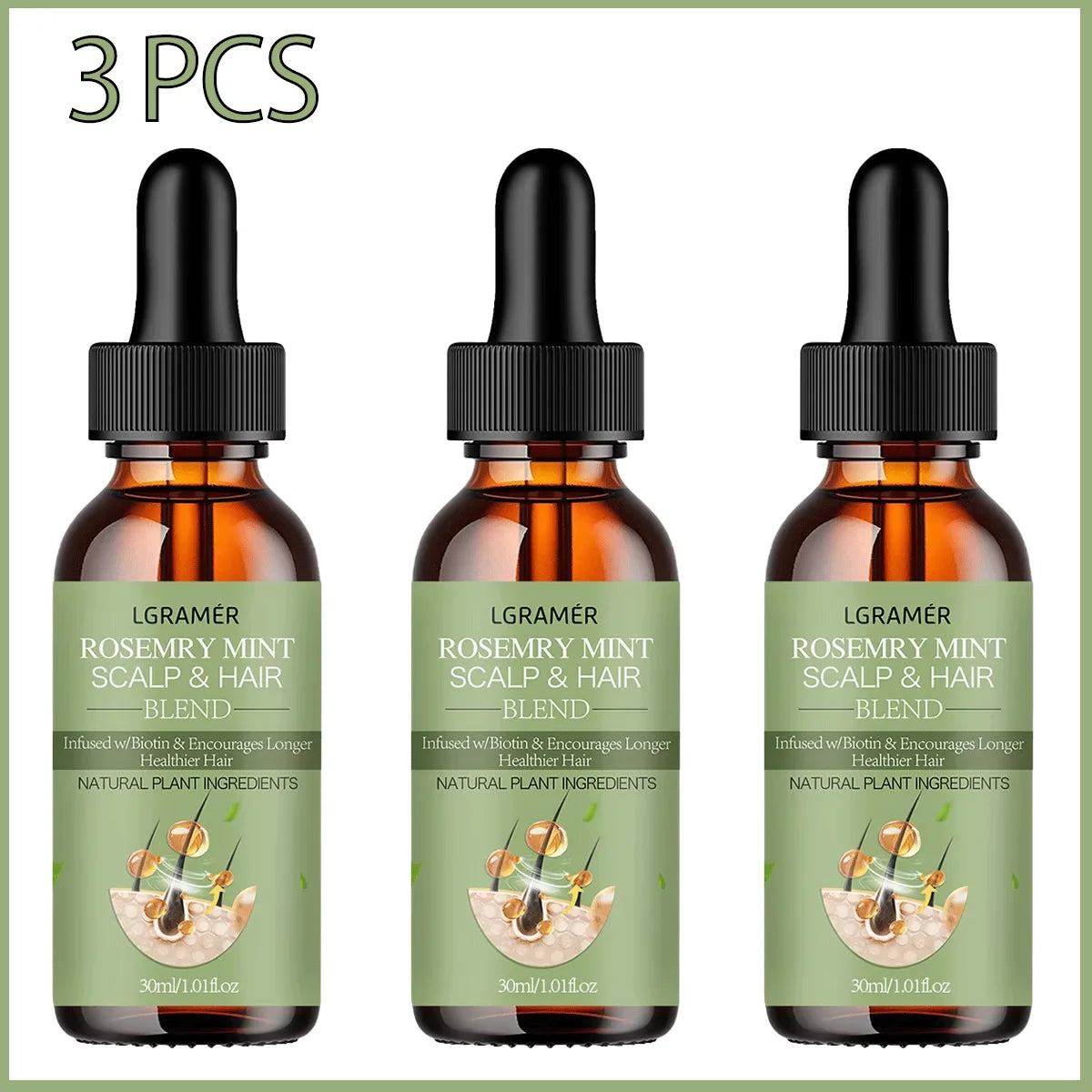 Hair Growth Oil Organic Peppermint Rosemary Scalp Strengthening Oil Nourishing Care Anti-Split Ends and Hair Loss Hair Oil Set